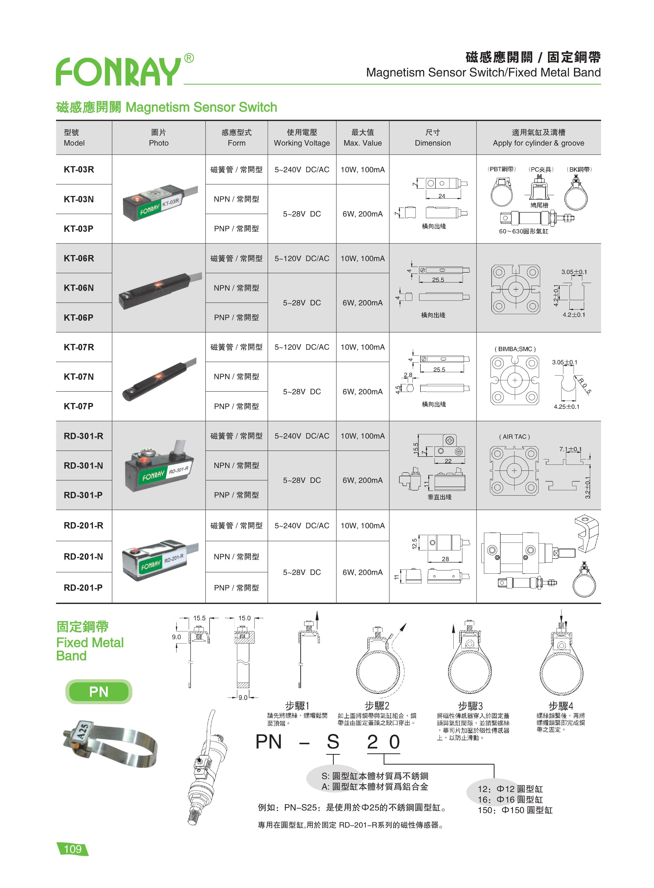 Standard Cylinders - Magnetism Sensor Switch / Fixed Metal Band